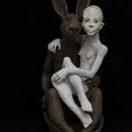 la fille et le lièvre  2017 Terracotta 63 x 51 x 30 cm