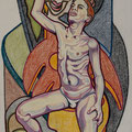 "Viva la gioventù" - anno 1990 - pastelli a cera su carta - cm. 48x33