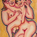 "Amore materno" - anno 1992 - cera su carta - cm. 34x24