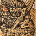 "Prigioniero nel legno" -27 luglio 1983 - pastelli a cera su carta - cm. 40x30