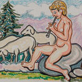"Pastorello" - anno 1994 - cera su carta - cm. 24x31