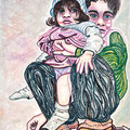 "Albania - fagotto umano" - pastelli a cera su carta - cm. 70x50