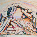 "Peccatori" - anno 1983 - pastelli tecnica mista su carta - cm. 40x50