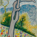 "Il pero torto" - cera su carta - cm. 33x23