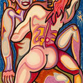 "L'incontro" - anno 1993 - cera su carta - cm. 46x31