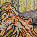 "L'abete divelto" - giugno 1995 - cera su carta - cm. 22x28