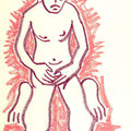 "Nello Strona - pudore" - anno 1992 - cera su carta - cm. 33x24
