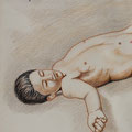 "Dormire  è un pò morire - anno 1986 - pastelli su carta - cm. 25x20