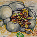 "Tentativo per un fuoco" - Fiumetta - 1 luglio 1995 - cera su carta - cm. 18x24