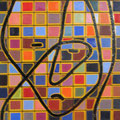 con un velo di tristezza (omaggio a klee) - 2006-2007 - smalo e olio su tavola - 48x140
