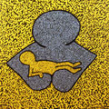 K.H.2 madonna con bambino. omaggio a keith haring - 2007 - smalto su tavola - 55x53