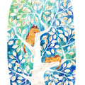 「青の中の樹の上のネコたち」128×179㎜/水彩ほか