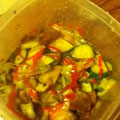 the strangest stirfry ever with cappage, bok choy, chicken, cucumber...