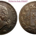 Cinq franc buste nu Louis XVIII 1723 W (Lille)