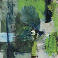 grün, Acryl, Collage,  40x40cm, 2022/012