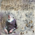 elderly man, Collage, 15x15 cm, Holz, 2025/1
