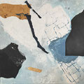 kaffeeblau, Acryl, Collage, 70x70cm, 2022/021