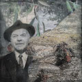 oldman, Collage, 15x15cm, Holz, 2025/1