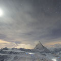 Nachtaufnahme vom Gornergrat aus Richtung Matterhorn