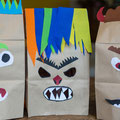 Monstermasken aus Papiertüten - selbst gemachte Deko für Kinderparty und Kindergeburtstag
