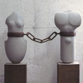 Theme: Mass movement: Title: "Marriage wrestling." Sandstone and iron. 1998
