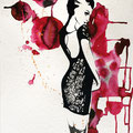 Frau, Aquarell, Tusche, Illustration, www.akiroell.de