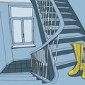 Treppe, Altbau, Vektor Illustration, www.akiroell.de