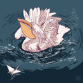 Pelikan Origami, Vektor Illustration, www.akiroell.de