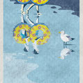 Sommer, Urlaub, Schwimmringe, Möwe, Vektor-Illustration, www.akiroell.de