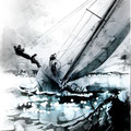 Segeln, Yacht, Regatta, Tusche Zeichnung, Illustration, www.akiroell.de