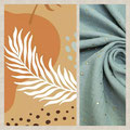 "Palmes" fond sable (gaze de coton vert de gris)