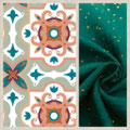 "Azulejos" (gaze de coton bleu pétrole)