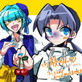 きゃぴさん画のミケ丸とシイカ！枝ちん呼びにウケてました。さくらんぼ、コミティアで描いたネタからの引用すね～♡（嬉）爪カワイイ♡