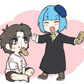 かいの氏画の幼少期ミケ丸＆シイカ！それぞれの生い立ちの違いを認知していただけてるの嬉しすぎます！ミケ丸はこれシイカのパン狙ってるな…！？