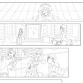 An overview of page 8 with three panels linearted. The speech bubbles are still missing of cause. Can you guess what they are talking about?