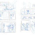 Rough doodles for the Irma feature. I just loved seeing her dance and sing through the streets! But... 2 pages with just that might be unsatisfying for those who voted for Irma, so I cancelled most of these panels. Still was fun drawing them!