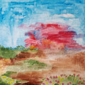 2021.Landschap,  25x25 geschilderd met Tempera (pigment met eigeel) 