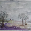 2021.Heidelandschap, met bomen 16x22