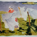 2015. Wasdag aan de rivier 20x30 (naar schilderij van de Russische Gebroeders Tkatsjev)  