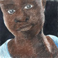 2018. Rhita Apio (vluchteling) "Oorlog overkomt je, je hebt geen keus" 21x21 pastel op handgeschept papier