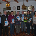 BTV-Ehrung (v.l.): Bgm. Karl Obermeier, Hans Emmer, Richard Detter, Dietrich Jennert, Hans Straubinger, Elisabeth Sendtner, BTV-Bezirkspräsidend Ndb. Dr. Christian Reischl, Ulrike Sager (neue 2. TCA-Vorsitzende), Petra Hallhuber (neue 1. TCA-Vorsitzende) 