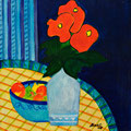 Stilleben mit roten Blumen, 2008 – Acryl auf Leinwand, 30x30 cm