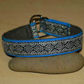 Zugstopp in mittelblau mit Lurexborte und Fleece in anthrazit