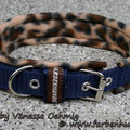 Halsband mit Riollschnalle in marine mit Fleece in Leo-Optik