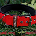 Halsband mit Rollschnalle in rot mit Neopren in schwarz