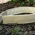 Halsband in 30mm, beige, mit Leder in creme