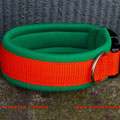 Halsband mit Klick in orange mit Neopren in mintgrün