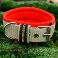 Halsband mit Rollschnalle in beige und Neopren in neonorange