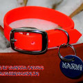 Miniatur-Halsband mit Mini-Marke aus Biothane in signalorange