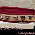 Halsband mit Klick in braun, 25mm mit Borte 'fighting for Love' und Neopren in bordeaux